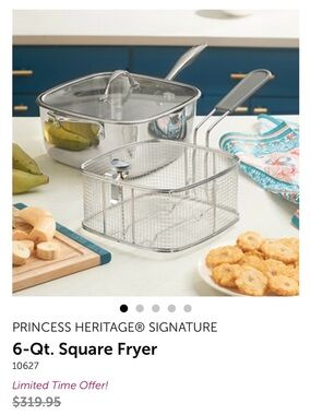 Princess House Stainless Steel Square Fryer with Basket